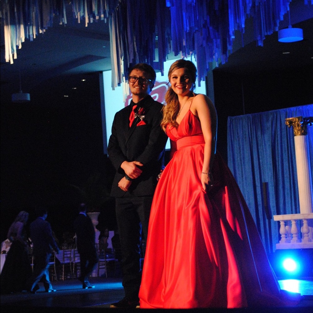 Red prom dress from blush